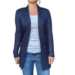 White House Black Market Blue Open Front Cardigan Sweater Size Small Fall